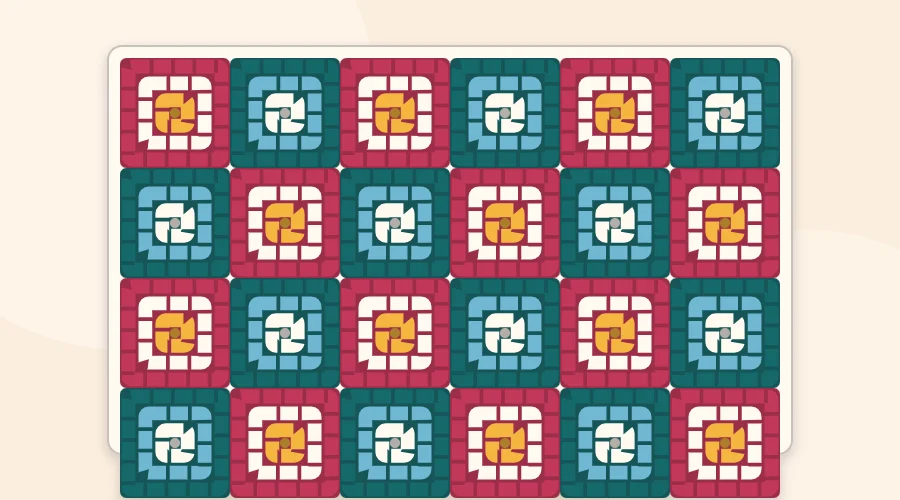A top-down blanket layout plan with granny squares arranged in a checkerboard of two alternating colorways